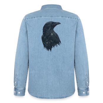 Raven - Men’s Organic Denim Shirt by Stanley/Stella - light wash - Back - AI Model Male 185 light (185cm)