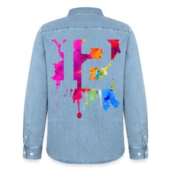 12 ANS 12E ANNIVERSAIRE - Chemise en denim homme bio Stanley/Stella - bleu clair délavé - Dos - AI Model Male 185 light (185cm)