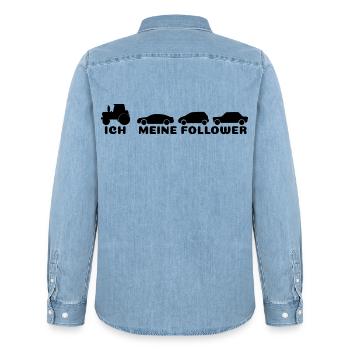Ich meine Follower  - Männer Jeanshemd Organic von Stanley/Stella - verwaschenes Hellblau - Hinten - AI Model Male 185 light (185cm)