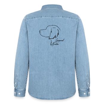 Epagneul Breton Profile Dogs Dog Wilsigns - Men’s Organic Denim Shirt by Stanley/Stella - light wash - Back - AI Model Male 185 light (185cm)