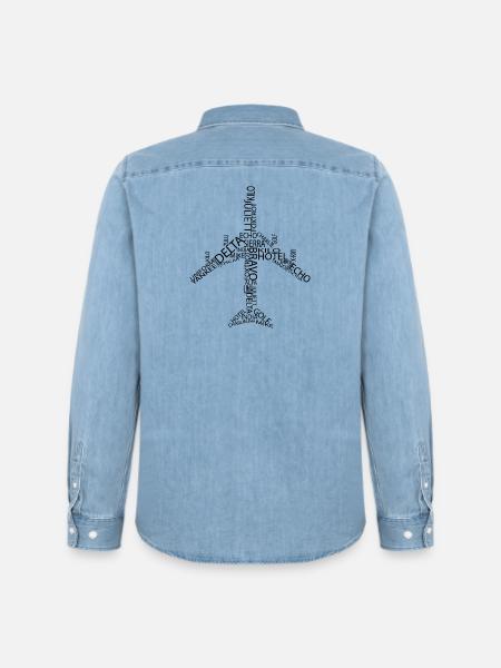 Avion B747 - Chemise en denim homme bio Stanley/Stella - bleu clair délavé