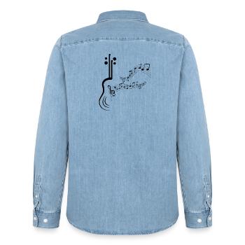 Musique Musique musiciens Clé de partition - Chemise en denim homme bio Stanley/Stella - bleu clair délavé - Dos - AI Model Male 185 light (185cm)