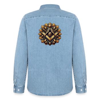 Freimaurer Logo - Männer Jeanshemd Organic von Stanley/Stella - verwaschenes Hellblau - Hinten - AI Model Male 185 light (185cm)