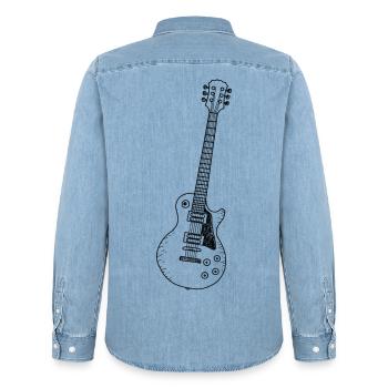 Guitar - Les Paul - Music - Retro - Men’s Organic Denim Shirt by Stanley/Stella - light wash - Back - AI Model Male 185 light (185cm)
