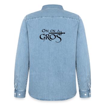 On en a gros - Chemise en denim homme bio Stanley/Stella - bleu clair délavé - Dos - AI Model Male 185 light (185cm)