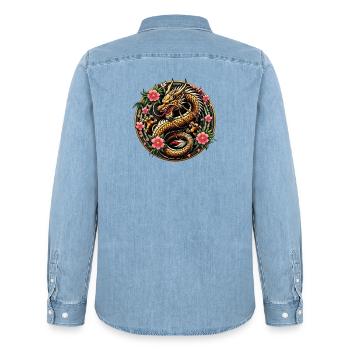 Dragon de Chine - Chemise en denim homme bio Stanley/Stella - bleu clair délavé - Dos - AI Model Male 185 light (185cm)