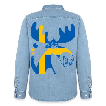 ELCH SCHWEDEN FLAGGE - Männer Jeanshemd Organic von Stanley/Stella - verwaschenes Hellblau - Hinten - AI Model Male 185 light (185cm)