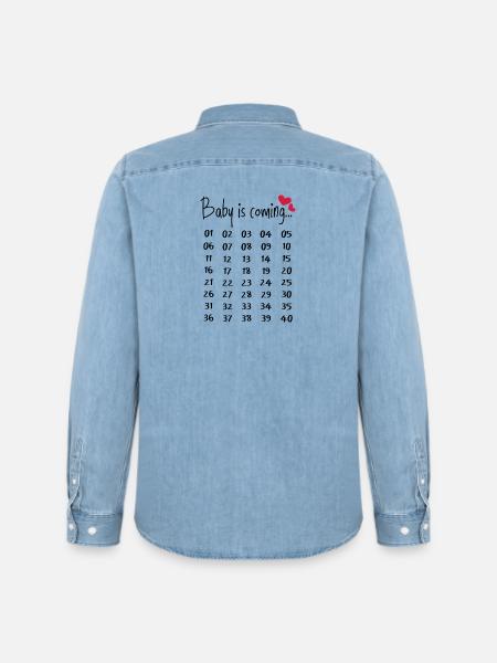 Sjov graviditet gravid gave forældre - Stanley/Stella herre denimskjorte økologisk - afbleget lyseblå