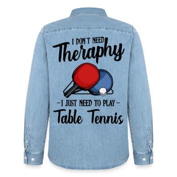Table tennis - Men’s Organic Denim Shirt by Stanley/Stella - light wash - Back - AI Model Male 185 light (185cm)