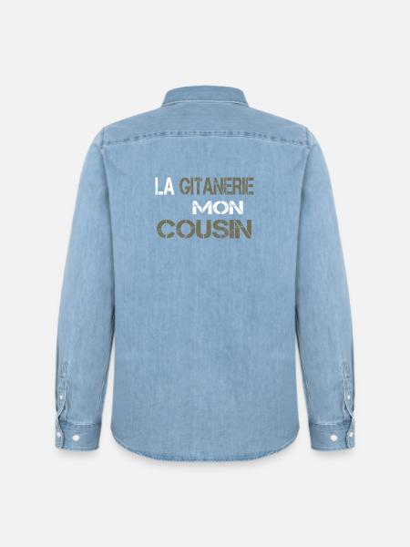 La gitanerie mon cousin - Chemise en denim homme bio Stanley/Stella - bleu clair délavé