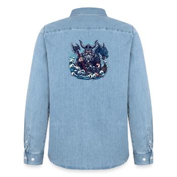 Viking Logo - Chemise en denim homme bio Stanley/Stella - bleu clair délavé - Dos - AI Model Male 185 light (185cm)