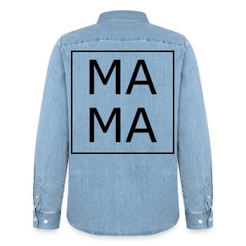 Mama Mama - Männer Jeanshemd Organic von Stanley/Stella - verwaschenes Hellblau - Hinten - AI Model Male 185 light (185cm)