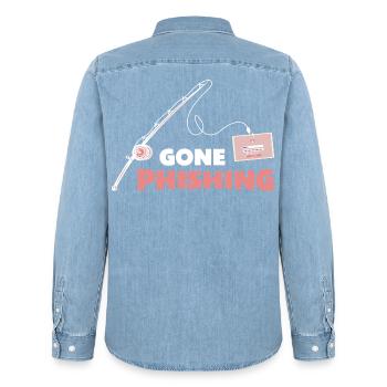 Gone Phishing - Männer Jeanshemd Organic von Stanley/Stella - verwaschenes Hellblau - Hinten - AI Model Male 185 light (185cm)