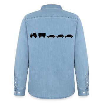 Semi-remorques Fermier Fermier - Chemise en denim homme bio Stanley/Stella - bleu clair délavé - Dos - AI Model Male 185 light (185cm)