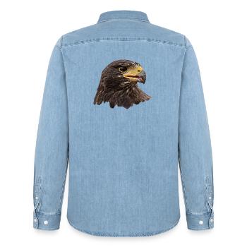 Eagle, Falcon, Falconry Bird of Prey, Brown - Men’s Organic Denim Shirt by Stanley/Stella - light wash - Back - AI Model Male 185 light (185cm)
