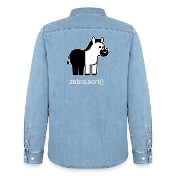 Sortiertes Zebra - Männer Jeanshemd Organic von Stanley/Stella - verwaschenes Hellblau - Hinten - AI Model Male 185 light (185cm)