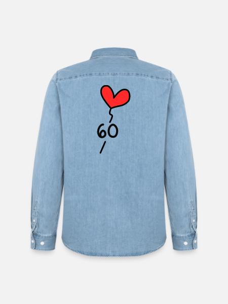 60. 60 JAHRE. 60-JÄHRIGES JUBILÄUM. 60. GEBURTSTAG. - Männer Jeanshemd Organic von Stanley/Stella - verwaschenes Hellblau