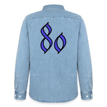 80. 80 ANS. 80e ANNIVERSAIRE. ANNIVERSAIRE 80 ANS. - Chemise en denim homme bio Stanley/Stella - bleu clair délavé - Dos - AI Model Male 185 light (185cm)