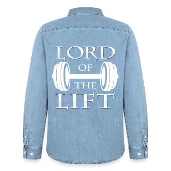 dumbbell - Men’s Organic Denim Shirt by Stanley/Stella - light wash - Back - AI Model Male 185 light (185cm)