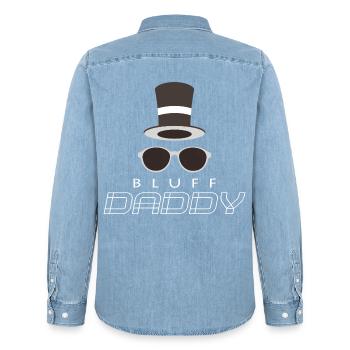 poker - Men’s Organic Denim Shirt by Stanley/Stella - light wash - Back - AI Model Male 185 light (185cm)