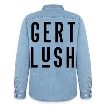 Bristol Dialect Gert Lush - Men’s Organic Denim Shirt by Stanley/Stella - light wash - Back - AI Model Male 185 light (185cm)