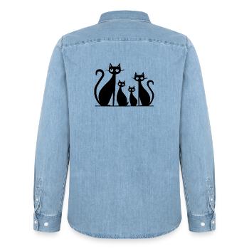 Familie Papa Mama 2 Kinder - Männer Jeanshemd Organic von Stanley/Stella - verwaschenes Hellblau - Hinten - AI Model Male 185 light (185cm)