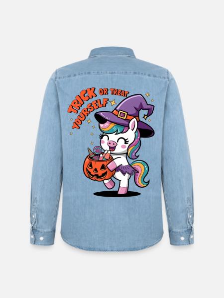 Trick Or Treat Yourself - Men’s Organic Denim Shirt by Stanley/Stella - light wash