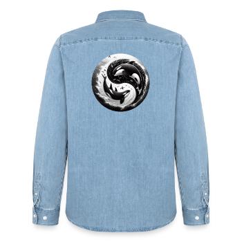 Orque Yin et Yang - Chemise en denim homme bio Stanley/Stella - bleu clair délavé - Dos - AI Model Male 185 light (185cm)