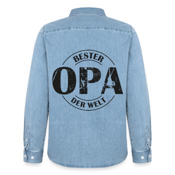 Bester Opa der Welt - Männer Jeanshemd Organic von Stanley/Stella - verwaschenes Hellblau - Hinten - AI Model Male 185 light (185cm)