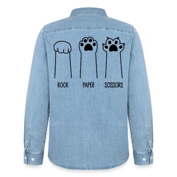 Roche Papier Ciseaux - Chemise en denim homme bio Stanley/Stella - bleu clair délavé - Dos - AI Model Male 185 light (185cm)