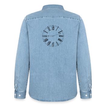 Horloge romaine - Chemise en denim homme bio Stanley/Stella - bleu clair délavé - Dos - AI Model Male 185 light (185cm)