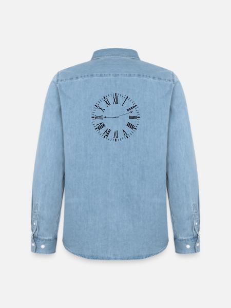 Roman clock - Men’s Organic Denim Shirt by Stanley/Stella - light wash