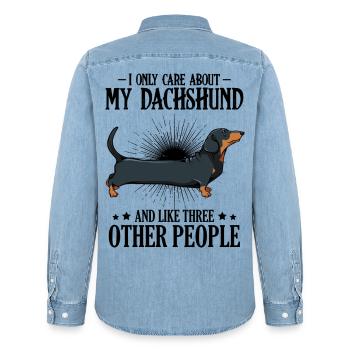 dachshund - Men’s Organic Denim Shirt by Stanley/Stella - light wash - Back - AI Model Male 185 light (185cm)
