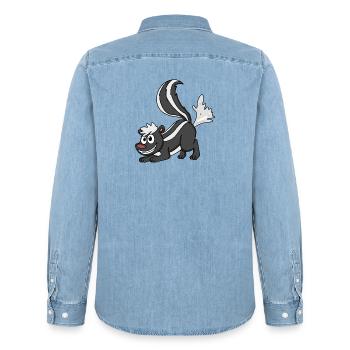 Stinktier - Männer Jeanshemd Organic von Stanley/Stella - verwaschenes Hellblau - Hinten - AI Model Male 185 light (185cm)