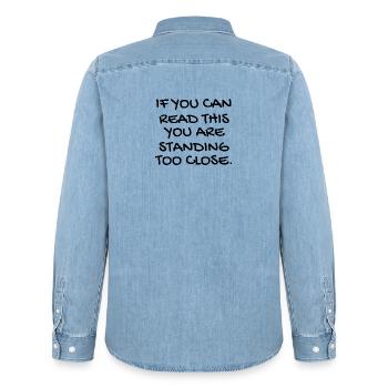 Mundschutz lustig Spruch - lustige Sprüche - Männer Jeanshemd Organic von Stanley/Stella - verwaschenes Hellblau - Hinten - AI Model Male 185 light (185cm)