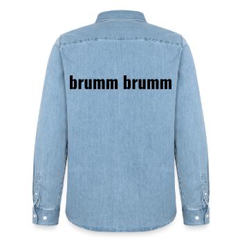 hum hum - Men’s Organic Denim Shirt by Stanley/Stella - light wash - Back - AI Model Male 185 light (185cm)