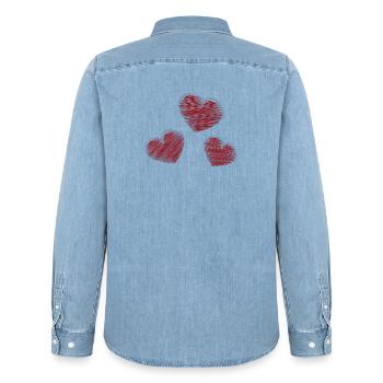 HEILIGER VALENTINSTAG. ICH LIEBE DICH. ICH LIEBE DICH. LIEBE. LIEBE - Männer Jeanshemd Organic von Stanley/Stella - verwaschenes Hellblau - Hinten - AI Model Male 185 light (185cm)