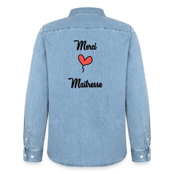 Geliebte - Männer Jeanshemd Organic von Stanley/Stella - verwaschenes Hellblau - Hinten - AI Model Male 185 light (185cm)