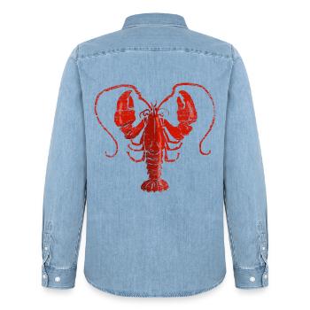 Prächtiger Hummer Meeresbewohner - Männer Jeanshemd Organic von Stanley/Stella - verwaschenes Hellblau - Hinten - AI Model Male 185 light (185cm)