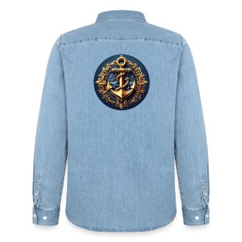 Logo d’ancre - Chemise en denim homme bio Stanley/Stella - bleu clair délavé - Dos - AI Model Male 185 light (185cm)