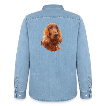 Irish Setter Red - Männer Jeanshemd Organic von Stanley/Stella - verwaschenes Hellblau - Hinten - AI Model Male 185 light (185cm)