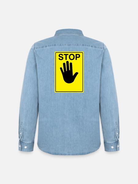 Stop Sign Logo - Men’s Organic Denim Shirt by Stanley/Stella - light wash