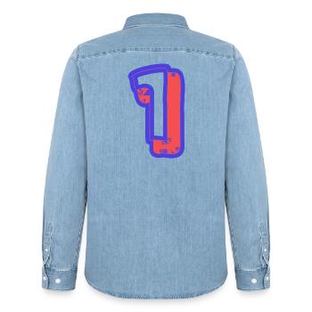 1. 1 JAHR. 1. JAHRESTAG. 1 JAHR GEBURTSTAG - Männer Jeanshemd Organic von Stanley/Stella - verwaschenes Hellblau - Hinten - AI Model Male 185 light (185cm)
