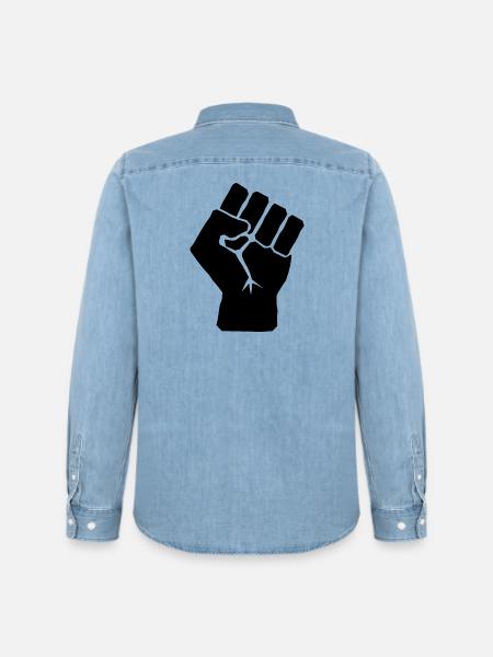 Poing levé de solidarité - Chemise en denim homme bio Stanley/Stella - bleu clair délavé