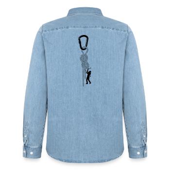 escalade, bloc, escalade, montagne, alpinisme - Chemise en denim homme bio Stanley/Stella - bleu clair délavé - Dos - AI Model Male 185 light (185cm)
