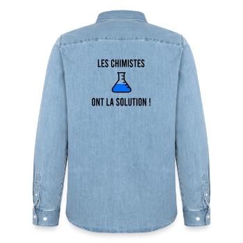 Humor von Chemikern - Männer Jeanshemd Organic von Stanley/Stella - verwaschenes Hellblau - Hinten - AI Model Male 185 light (185cm)