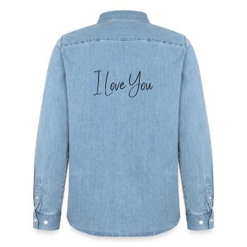 VALENTINSTAG. ICH LIEBE DICH. ICH LIEBE DICH. LIEBE. LIEBE - Männer Jeanshemd Organic von Stanley/Stella - verwaschenes Hellblau - Hinten - AI Model Male 185 light (185cm)
