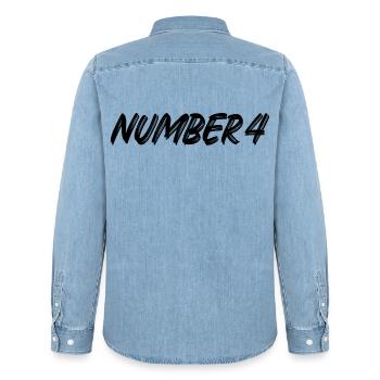 Number 4 - four - fourth - fourth - 4 - number 4 - Men’s Organic Denim Shirt by Stanley/Stella - light wash - Back - AI Model Male 185 light (185cm)