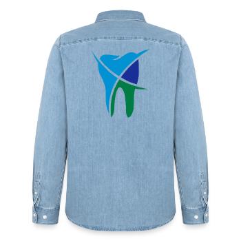 Zahn 3-farbig - Männer Jeanshemd Organic von Stanley/Stella - verwaschenes Hellblau - Hinten - AI Model Male 185 light (185cm)