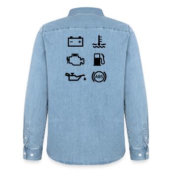 Autolichter - Männer Jeanshemd Organic von Stanley/Stella - verwaschenes Hellblau - Hinten - AI Model Male 185 light (185cm)